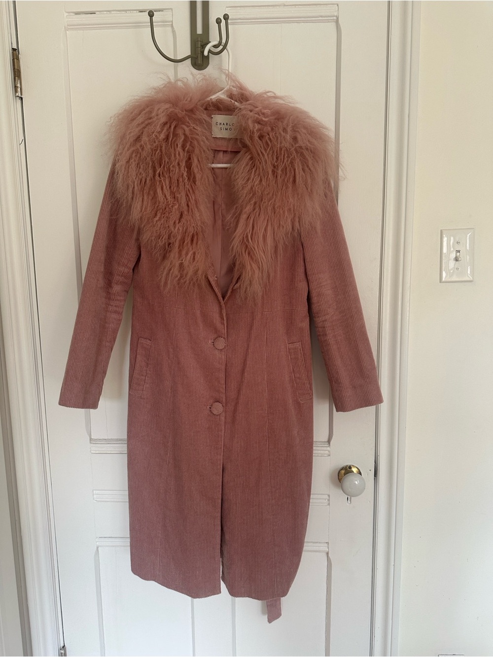 Charlotte Simone Pink Corduroy Wrap Coat in perfect condition size medium - Picture 3 of 5